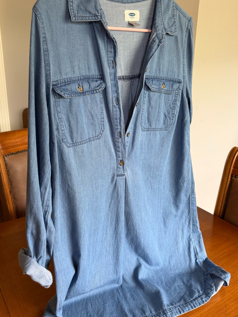 Old Navy Light Denim Blue Midi Shirt Dress